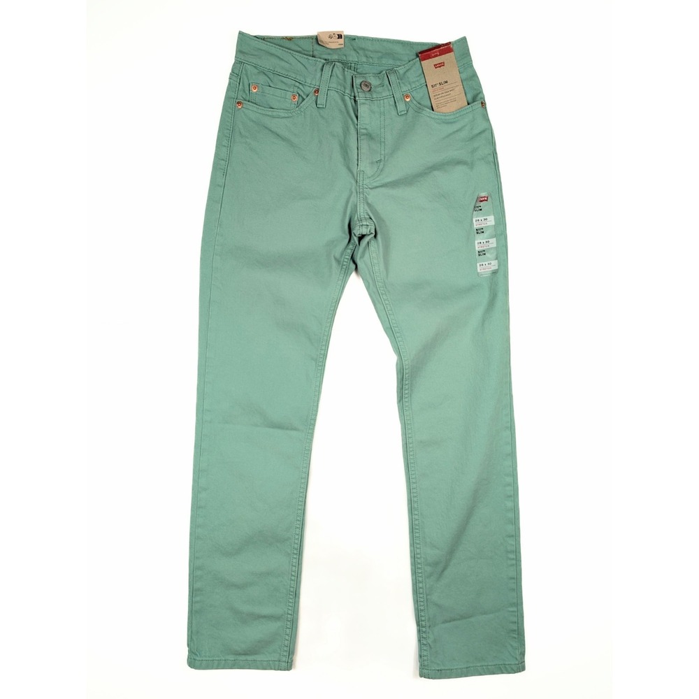 Levi's 511 Slim Tapered Fit Mint Green Wash‎ Denim Jeans Men's Size 28x30 NWT